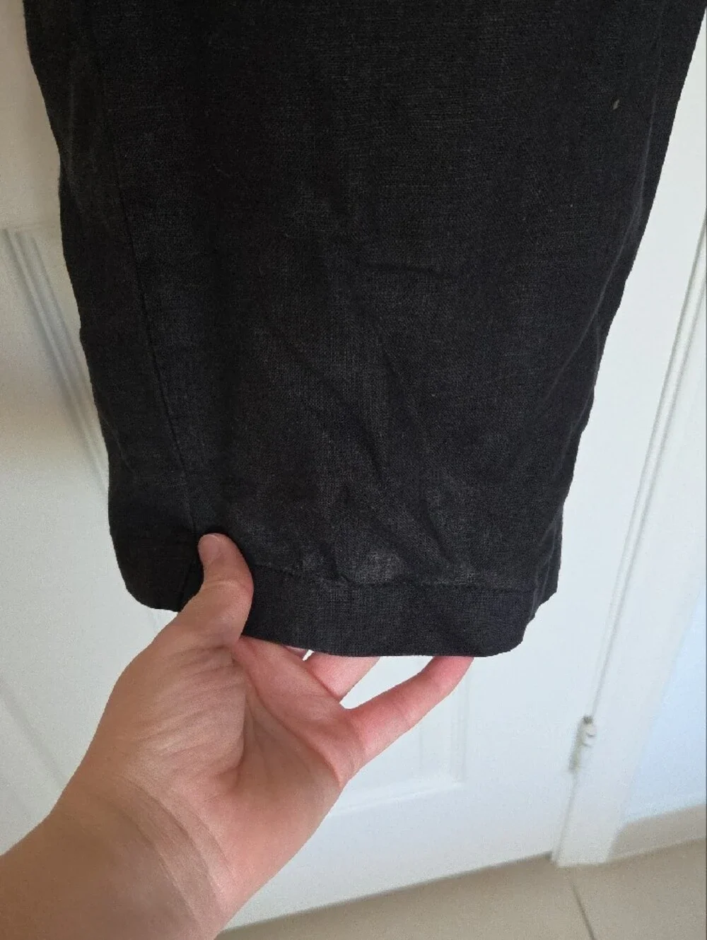 Quince Womans Linen Black Casual Elastic Waist Pants Large